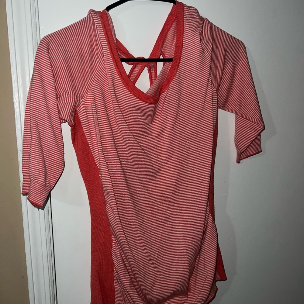 Maurices Coral and White Striped Top